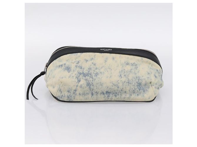 Borsello da vita SAINT LAURENT Canvas Blue Silver Auth ka5910 Argento - vista 5