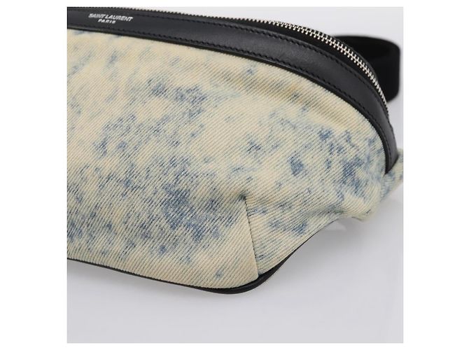 Borsello da vita SAINT LAURENT Canvas Blue Silver Auth ka5910 Argento - vista 8