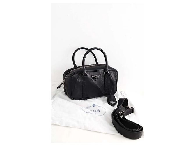 Borsa a tracolla Prada Nappa Antique in pelle nera Nero - vista 7