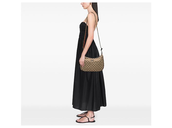 Borsa a tracolla Gucci GG Canvas Web beige - vista 7
