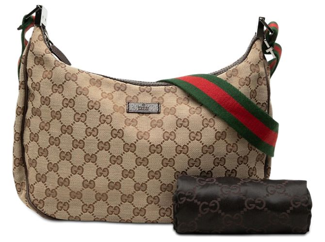 Borsa a tracolla Gucci GG Canvas Web beige - vista 8