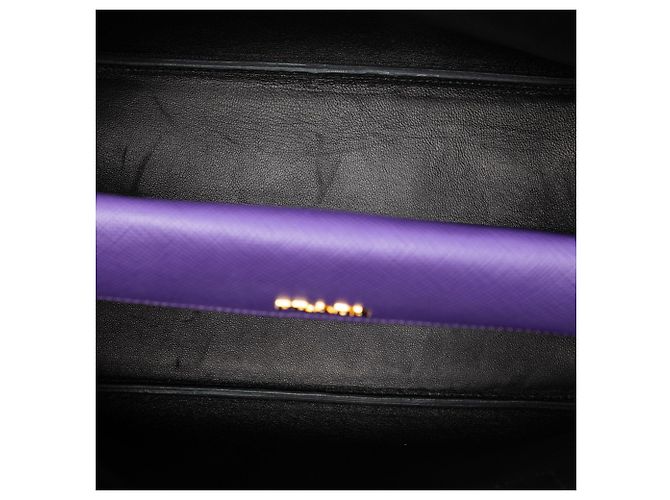 Borsa Double Satchel Prada Medium in Pelle Saffiano Viola Porpora - vista 4