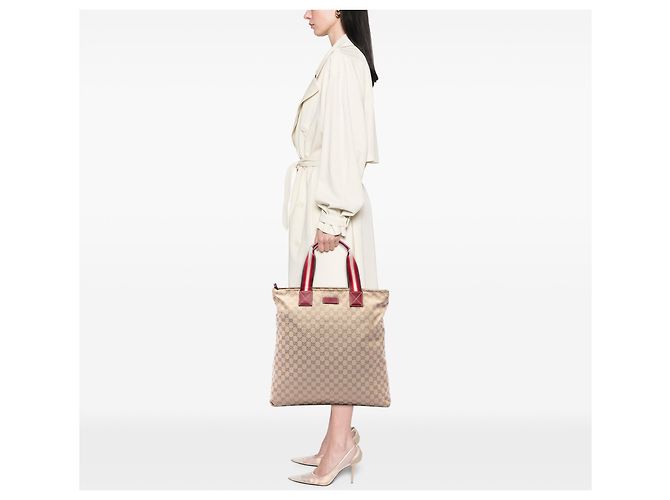 Tote verticale Gucci GG Canvas Web beige - vista 6