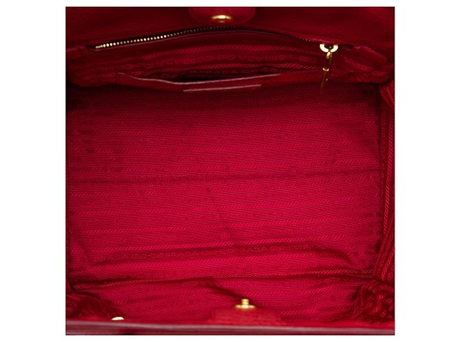 Borsa Tote convertibile Prada Vitello Daino rossa con tasca frontale Rosso - vista 4
