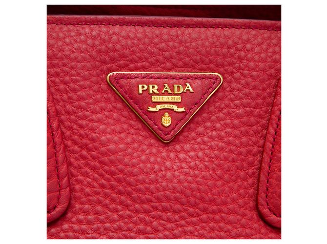 Borsa Tote convertibile Prada Vitello Daino rossa con tasca frontale Rosso - vista 5