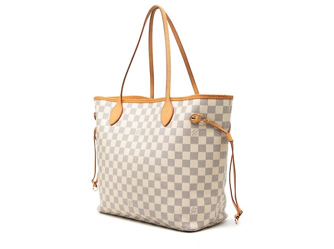 Borsa Tote Louis Vuitton Neverfull MM Damier Azur Bianca Bianco - vista 2