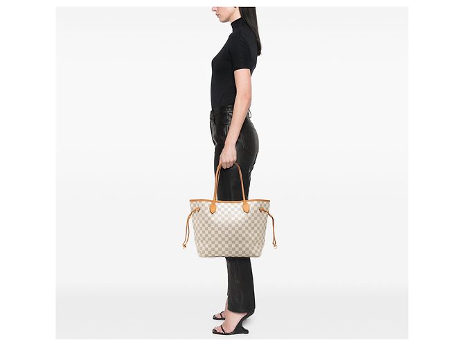Borsa Tote Louis Vuitton Neverfull MM Damier Azur Bianca Bianco - vista 7