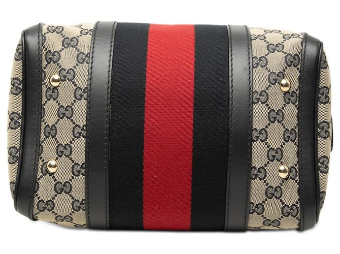 Borsa Boston Satchel Gucci Small GG Canvas Web Joy Nera Nero - vista 3