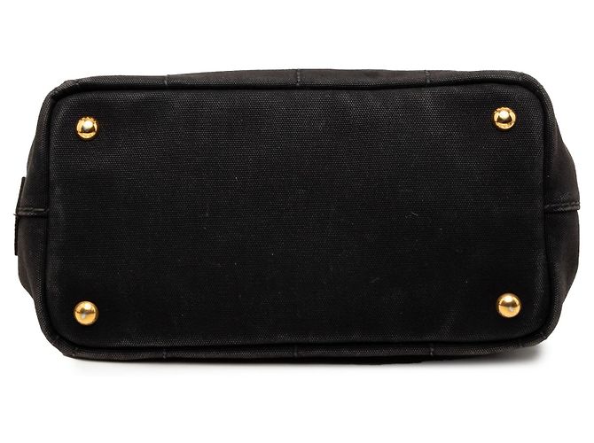 Borsa Tote Satchel Prada Small Canvas Canapa Logo Nera Nero - vista 3