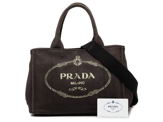 Borsa Tote Satchel Prada Small Canvas Canapa Logo Nera Nero - vista 7