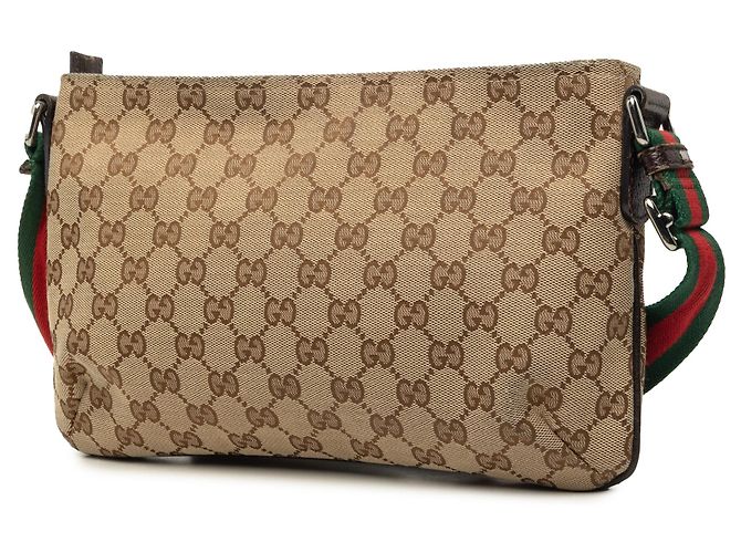 Borsa a tracolla Gucci GG Canvas Web beige - vista 2