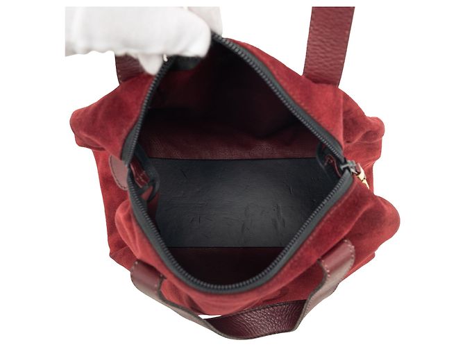 Borsa Boston Anagram LOEWE in camoscio rosso - vista 4