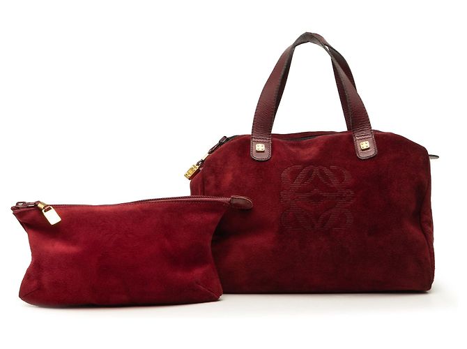 Borsa Boston Anagram LOEWE in camoscio rosso - vista 7