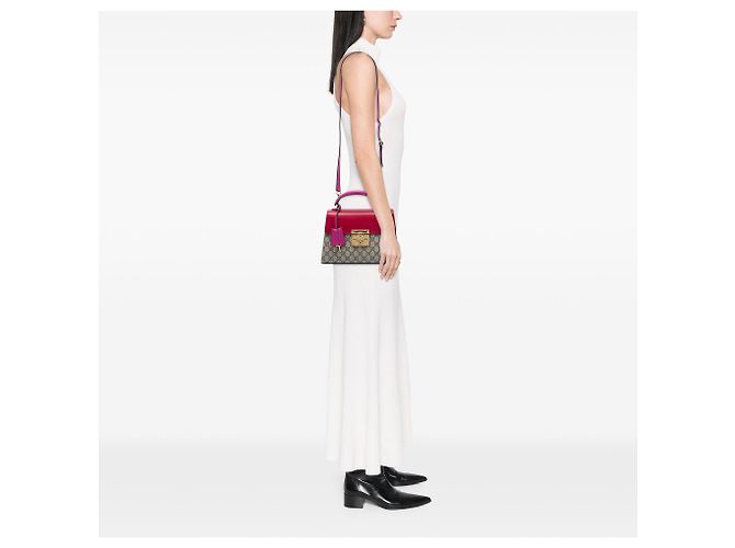 Padlock Borsa Satchel Gucci Small GG Supreme con Lucchetto Beige - vista 5