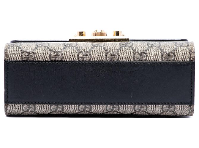 Borsa a Tracolla Gucci Small GG Supreme Padlock Nera Nero - vista 3