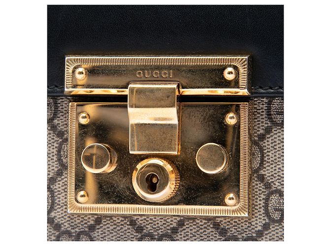 Borsa a Tracolla Gucci Small GG Supreme Padlock Nera Nero - vista 5