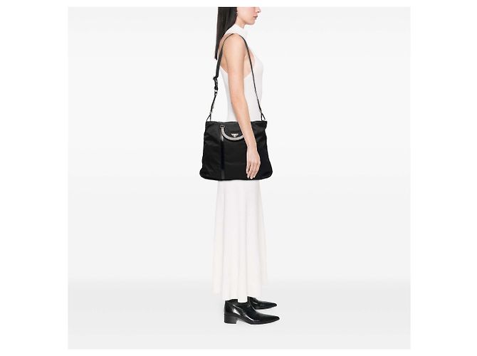Borsa tote convertibile Prada Tessuto nera Nero - vista 6