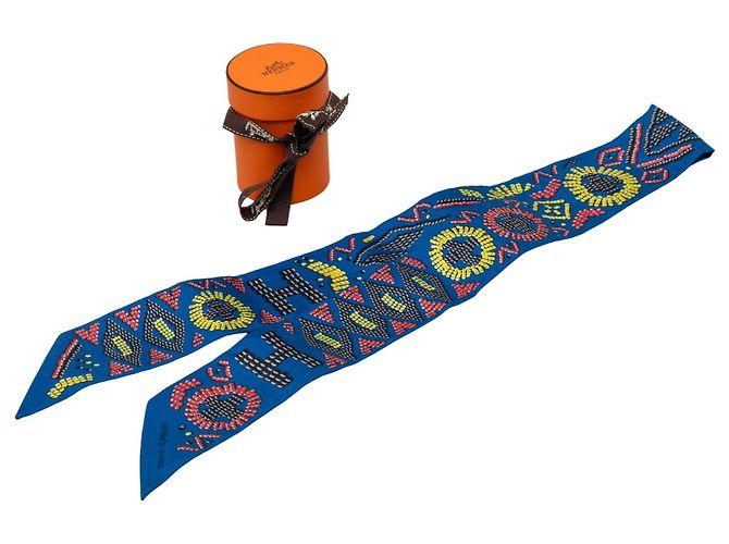Foulard Twilly Hermès Kelly En Perles Blu - vista 5