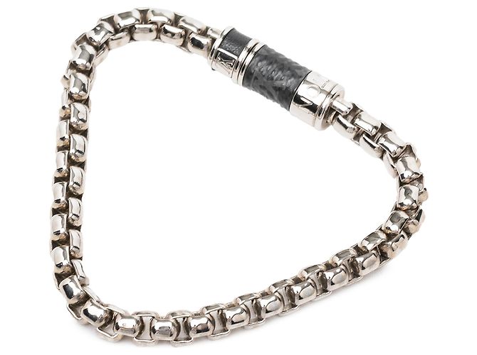 Bracciale a catena Louis Vuitton Monogram Eclipse in argento e ottone - vista 2