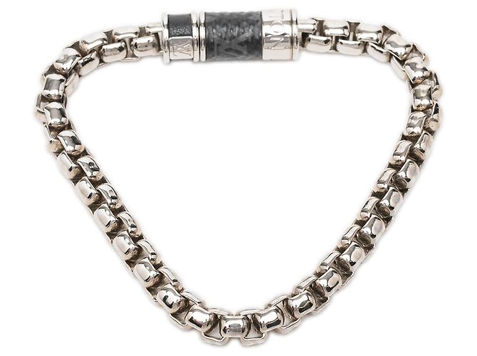 Bracciale a catena Louis Vuitton Monogram Eclipse in argento e ottone - vista 3