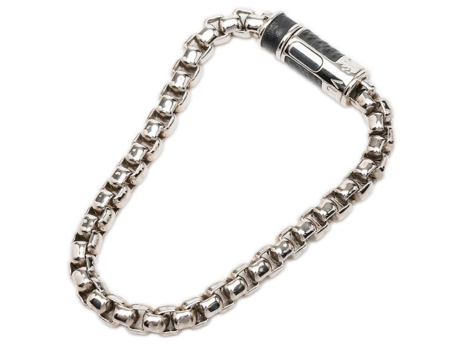 Bracciale a catena Louis Vuitton Monogram Eclipse in argento e ottone - vista 4