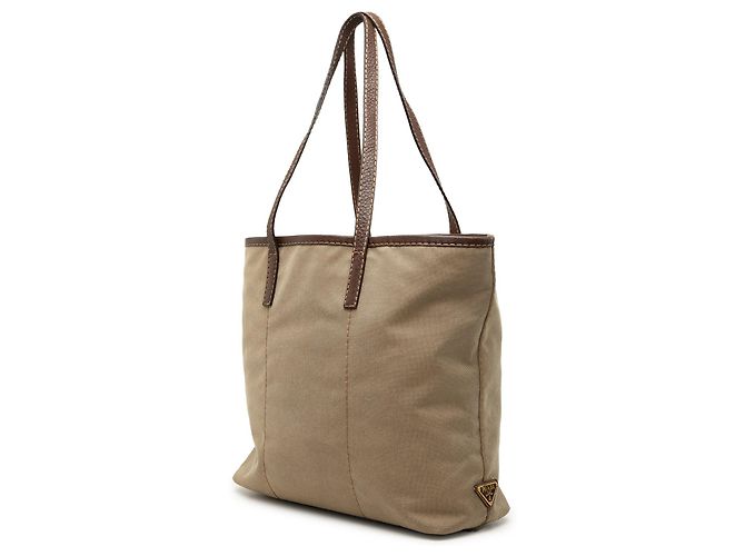 Tote bag Prada in tela Canapa con logo marrone - vista 2