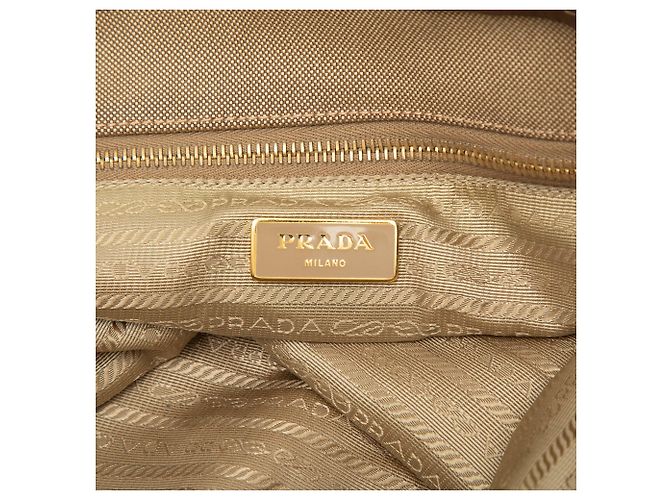Tote bag Prada in tela Canapa con logo marrone - vista 5
