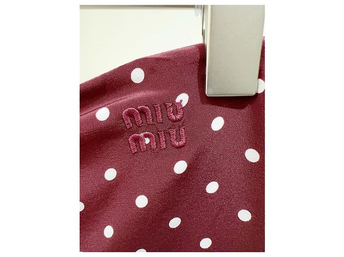 Falda Miu Miu de seda con estampado de lunares bordeaux Multicolor - vista 3