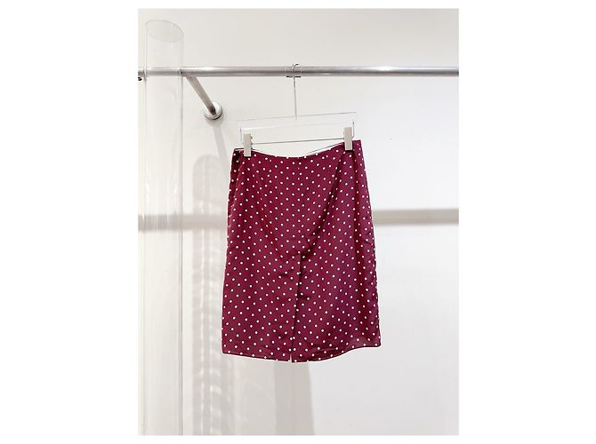 Falda Miu Miu de seda con estampado de lunares bordeaux Multicolor - vista 4