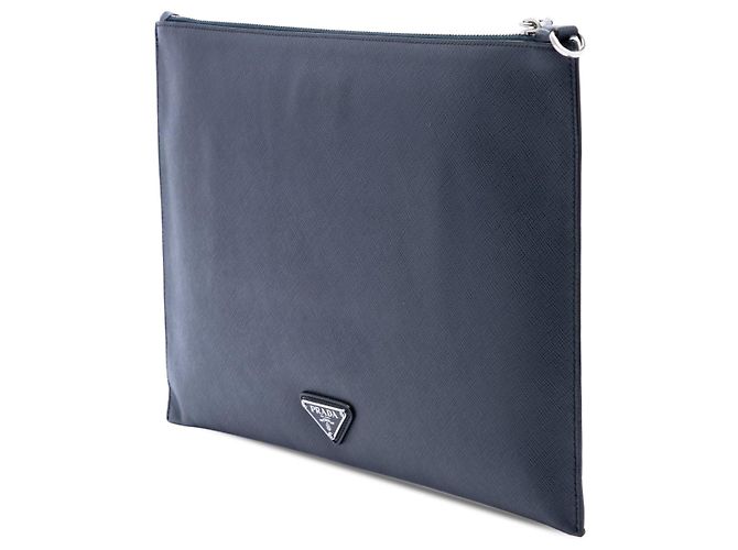 Clutch Prada Saffiano Monkey Robot Blu - vista 2