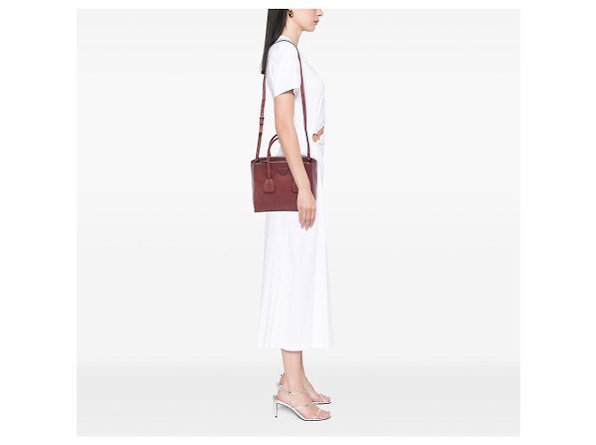 Borsa Satchel Prada Glace Calf a due tasche, Rosa - vista 6