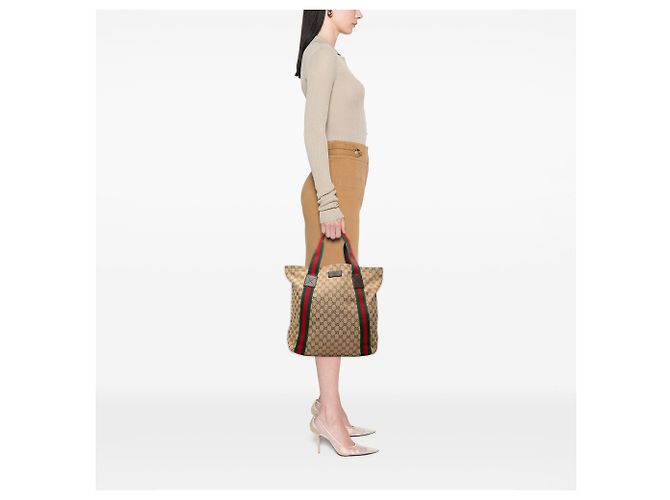 Tote Gucci GG Canvas Web Beige - vista 6