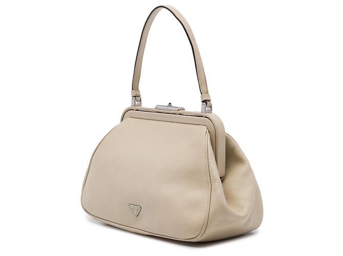 Borsa Prada Goatskin Madras Cerniera Frame Beige - vista 2