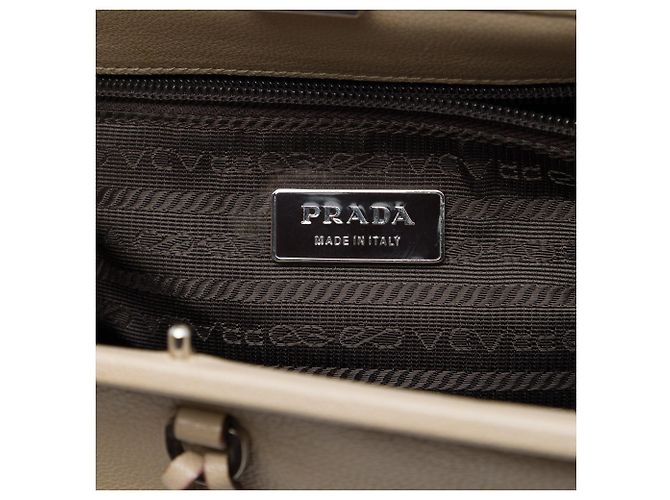 Borsa Prada Goatskin Madras Cerniera Frame Beige - vista 5