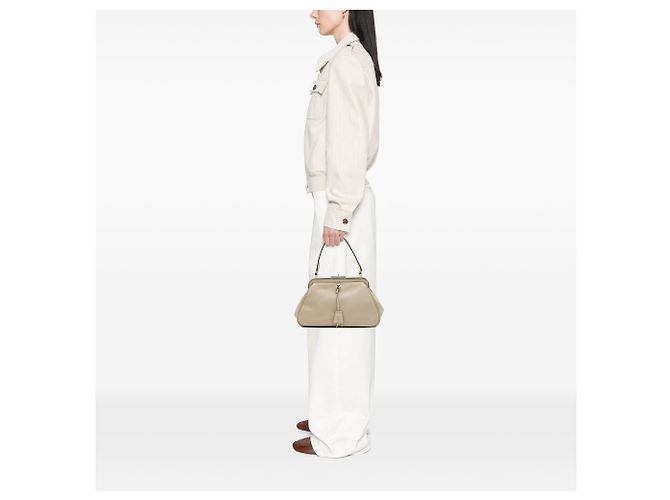 Borsa Prada Goatskin Madras Cerniera Frame Beige - vista 6