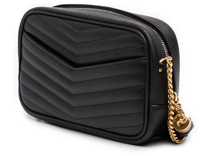 Borsa Lou Camera Mini Grain de Poudre Chevron Monogram Nera Saint Laurent Nero - vista 2