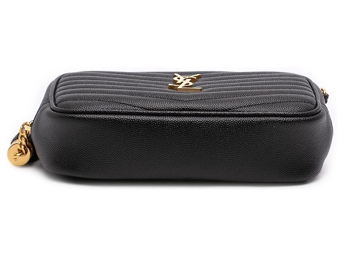 Borsa Lou Camera Mini Grain de Poudre Chevron Monogram Nera Saint Laurent Nero - vista 3