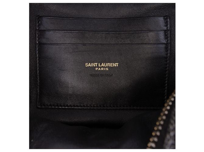 Borsa Lou Camera Mini Grain de Poudre Chevron Monogram Nera Saint Laurent Nero - vista 5