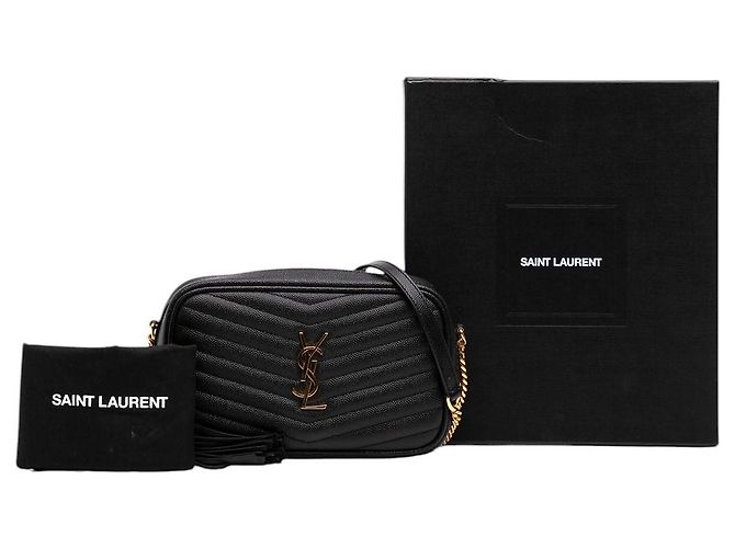 Borsa Lou Camera Mini Grain de Poudre Chevron Monogram Nera Saint Laurent Nero - vista 7