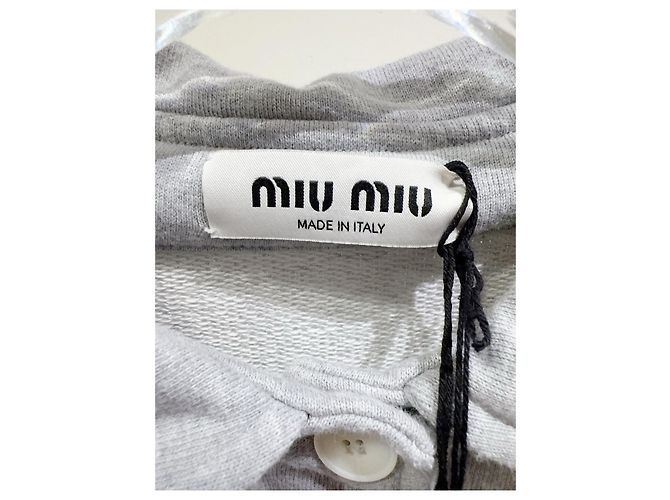 Miu Miu Kapuzenpullover Grau Baumwolle XS Mehrfarben - Ansicht 3