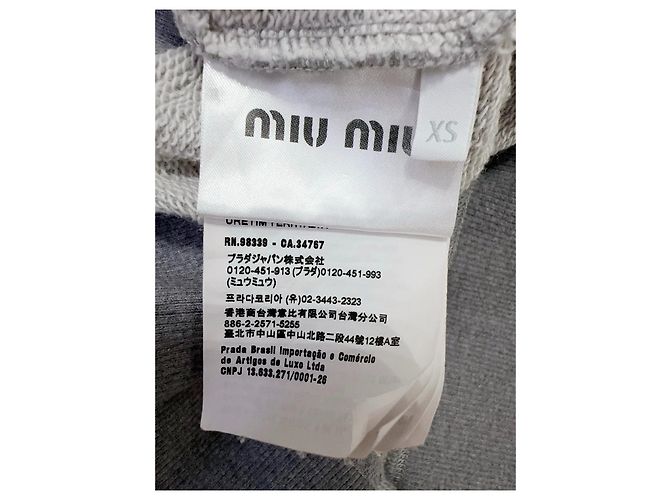 Miu Miu Kapuzenpullover Grau Baumwolle XS Mehrfarben - Ansicht 5
