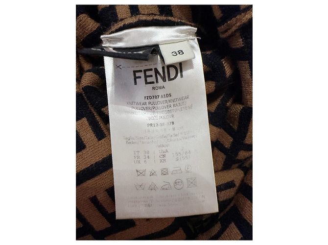 Fendi Strickkleid aus Wolle Braun mit FF Logo Mehrfarben - Ansicht 4