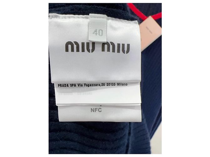 Miu Miu Strickpullover aus Wolle Navy Mehrfarben - Ansicht 3