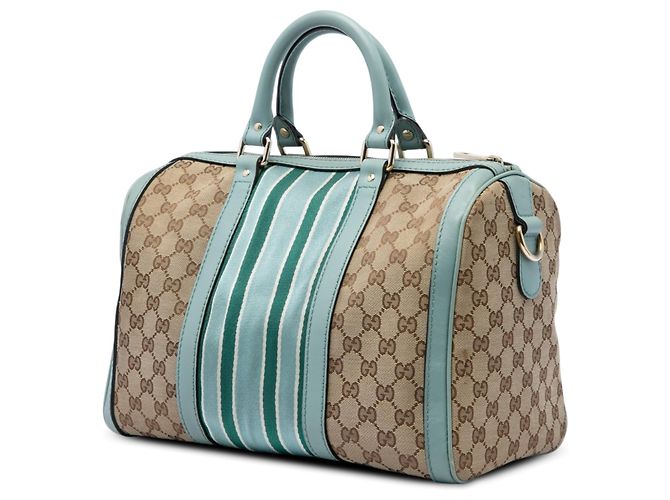 Borsa Boston Satchel Gucci Medium GG Canvas Web Joy Beige - vista 2