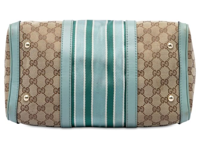 Borsa Boston Satchel Gucci Medium GG Canvas Web Joy Beige - vista 3