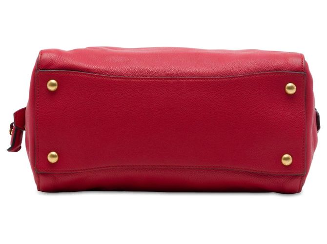 Borsa Tote convertibile con zip Prada Vitello Daino rossa Rosso - vista 3