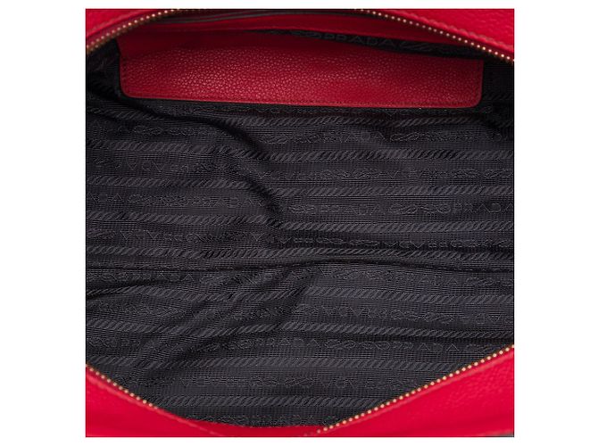 Borsa Tote convertibile con zip Prada Vitello Daino rossa Rosso - vista 4