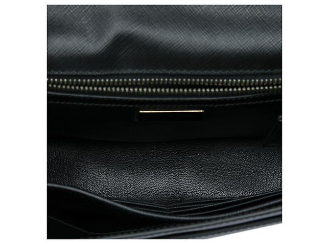 Clutch Prada Bicolor Saffiano Black con chiusura push lock Nero - vista 4