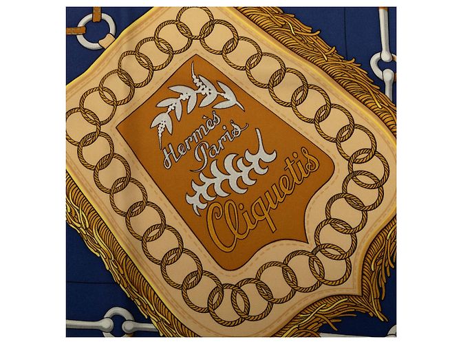 Foulard di seta Hermès Cliquetis Blu 90 - vista 2