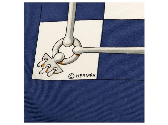 Foulard di seta Hermès Cliquetis Blu 90 - vista 3